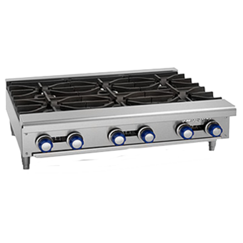 Imperial Range IHPA-4-24 Gas Hot Plate – 24"W, Heavy-Duty Cast Iron Grates, Stainless Steel, 4 Open Burners - 128,000 BTU