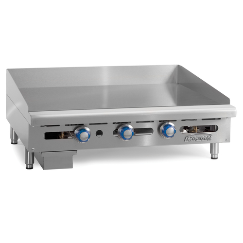 Imperial Range ITG-36 36"W Gas Griddle, Thermostatic Countertop 1" Thick Steel Plate, Stainless Steel, 3 Burners - 90,000 BTU