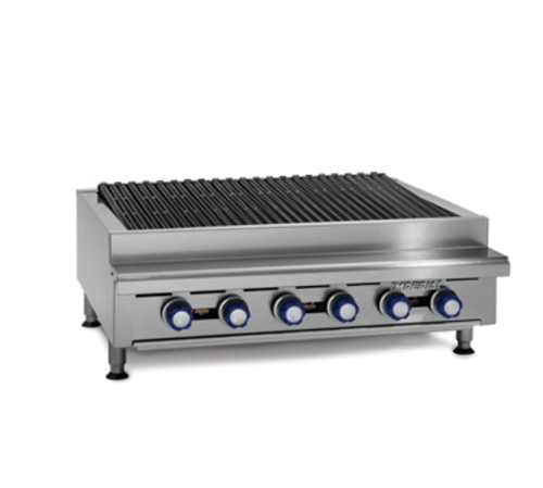 Imperial Range IRB-36 36"W Gas Radiant Countertop Charbroiler - Radiant Burner System, Stainless Steel, 6 Burners - 90,000 BTU