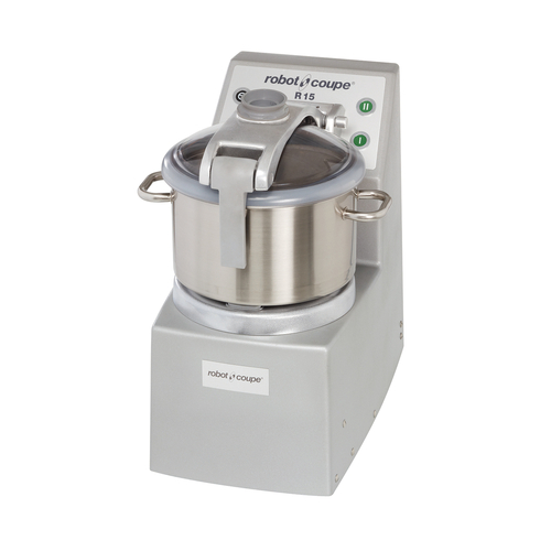 Robot Coupe R15U Ultra Vertical Cutter Mixer - 2 Speed Commercial Food Processor, 4.5 HP Industrial Food Cutter, 15L Stainless Steel Bowl with 4L Mini Bowl, 208-240V, 1800 - 3600 RPM