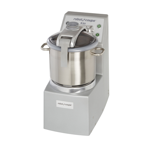 Robot Coupe R20 Vertical Cutter Mixer - 2 Speed Commercial Food Processor, 5.5 HP Industrial Food Cutter, 20L Stainless Steel Bowl, 208-240V, 1800 - 3600 RPM