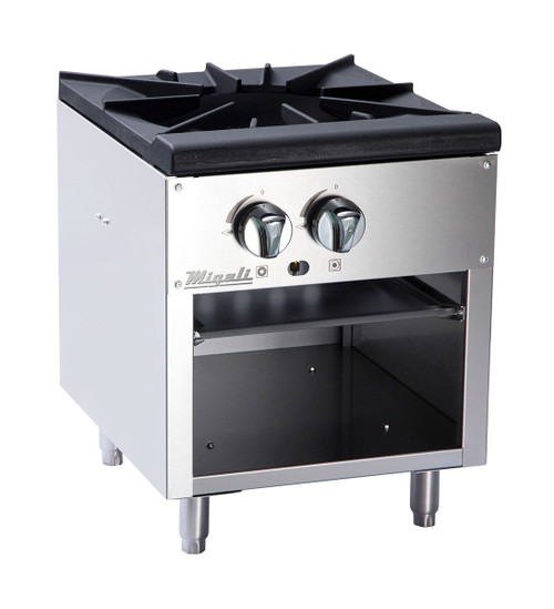 Migali C-SPS-1-18 18"W Two Burner Natural Gas Stainless Steel Competitor Series Countertop Stock Pot Ranges |18 inch wide with 2 Stove Burners, 80000 BTU