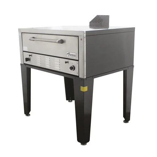 Peerless CW41B Bake and Roast Gas Deck Ovens with One 7” High Deck and 42”W x 32”D Steel Deck Interior | 50 inch Wide Single-Stacked Stainless Steel Commercial 1 Deck Baking & Roasting Pizza Ovens 60000 BTU
