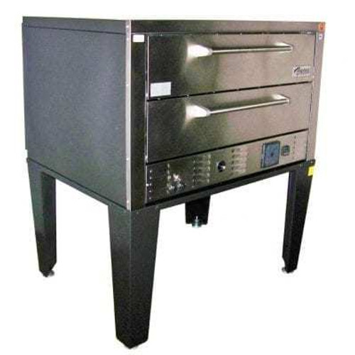 Peerless CE61BE Electric Bake Pizza Ovens with Two 7” High Decks and 42”W x 32”D Steel Deck Interior | 50 inch Wide Single-Stacked Stainless Steel Commercial Twin Deck Baking Ovens