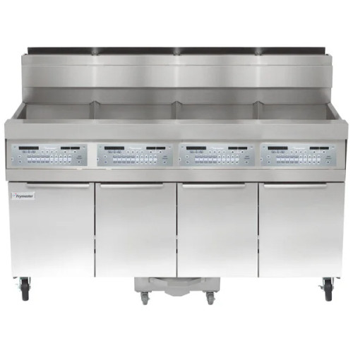 Frymaster SCFHD460G High-Efficiency Commercial Gas Fryer with Built-In Filtration - (4) Unit. 320 lb Tube Type Floor Fryer w/ 3000 Controls - 500,000 BTU