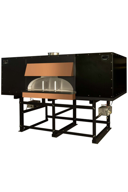 Earthstone 130-Due-PAGW Pre-Assembled Gas / Wood Fired Commercial Pizza Ovens with Pierre de Boulanger | Oven with Bakers Tiles, 15 (12”) Pizza Capacity,  Oval Interior and 48"W x 12.5"H Single Oven Entrance 250000 BTU