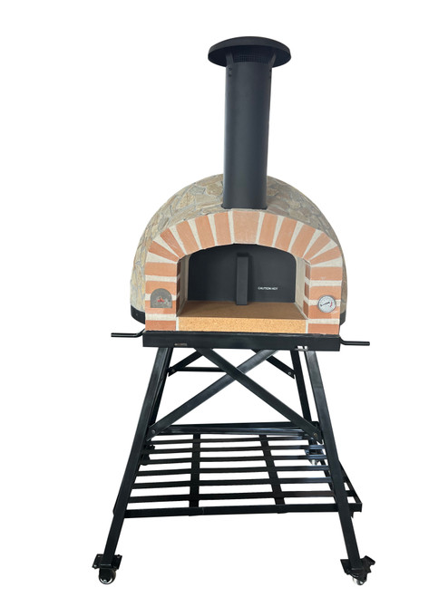 Vera Pizza Ovens Fiume Selvaggio OP62 - Wood Burning Oven with Mushroom Granite Mosaic Tiles, Nature Stone Finish