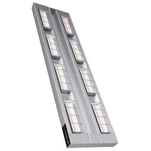 Hatco UGA-24D Ultra-Glo® Ceramic Standard Watt Aluminum Dual Strip Heater w/3" Spacer - Dual Ceramic Infrared Food Warmer with Attached Controls - 24"W