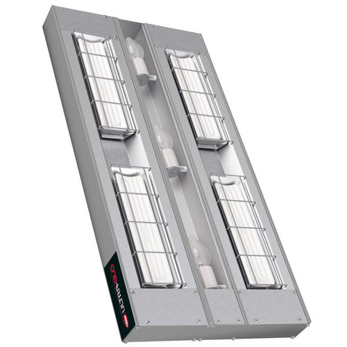 Hatco UGAL-18D Ultra-Glo® Ceramic Standard Watt Aluminum Dual Strip Heater w/3" Spacer - Integrated Display Lights with Remote Toggle Controls - 18"W