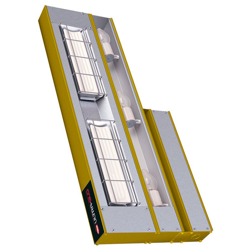 Hatco UGAHL-60D Ultra-Glo® Ceramic High Wattage Aluminum Dual Strip Heater w/3" Spacer - Integrated Display Lights with Remote Toggle Controls - 60"W