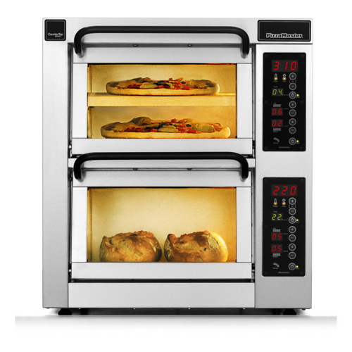 PizzaMaster PM 352ED-3 350 Series Compact Electric Multi Purpose CounterTop Oven, Special Clay Hearthstone, Double Deck, 14.1" x 14.1 Deck Size, 2 Chamber/3 Stone, 5.60 kW
