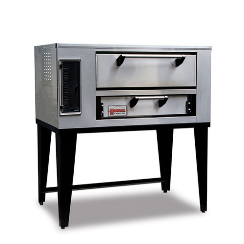 Marsal SD-1048 Single One 10”H x 36" x 48" Baking Chamber Stainless Steel Commercial Stackable Single Deck Gas Pizza Ovens | 1-Stacked Bake Ovens with Four 18” Pie Capacity, 10 inch High Door and 36” x 48” Cooking Surface 95000 BTU