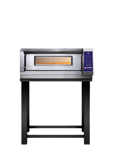 AMPTO PZA-4US 40.25"W Single Electric Pizza Deck Oven,Pizza Bake Oven, (4) 12" Pizza Capacity, 28.35"W x 28.35"D x 5.5"H Cooking Deck Surface, 3 kW