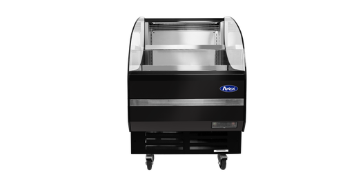 Atosa ATHOM-28 28"W Horizontal Open Air Merchandiser, Refrigerated Display, 4.1 Cu.Ft Capacity, Black Exterior, Refrigerant R290