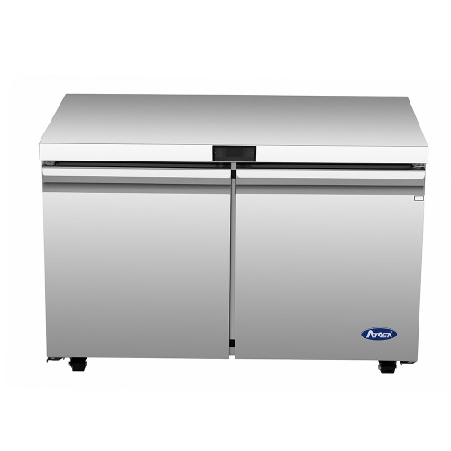 Atosa AUF48SD 48"W Undercounter Reach In Freezer, (2) Section (2) Hinged Solid Door, Rear Mount Self Contained,(4) Shelves 11.8 Cu.Ft Capacity, R290 Refrigerant