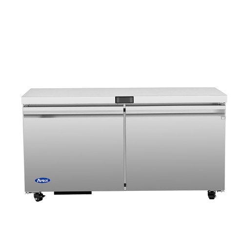 Atosa AUF60SD 60"W Undercounter Reach In Freezer, (2) Section (2) Hinged Solid Door, Rear Mount Self Contained,(4) Shelves 15 Cu.Ft Capacity, R290 Refrigerant
