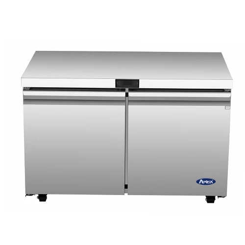 Atosa AUR48SD 48"W Undercounter Reach In Refrigerator, (2) Section (2) Hinged Solid Door, Rear Mount Self Contained,(4) Shelves 11.8 Cu.Ft Capacity, R290 Refrigerant