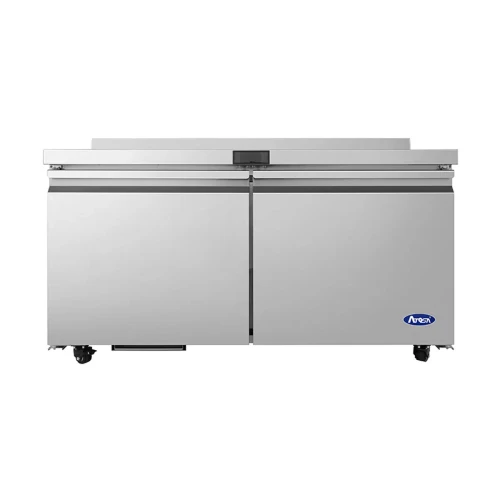 Atosa AWR60SD 63"W Worktop Refrigerator with Backsplash, Self Contained Rear Mount (2) Door (4) Shelves, 15.50 Cu.Ft Capacity, Refrigerant R290