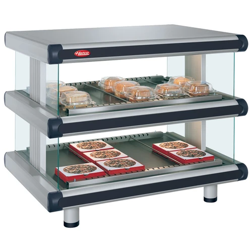 Hatco GR2SDH-24D 30.25"W Glo-Ray® Designer Horizontal Merchandising Display Warmer, Countertop, 2 Shelves, 10 Rods, 1640 Watts