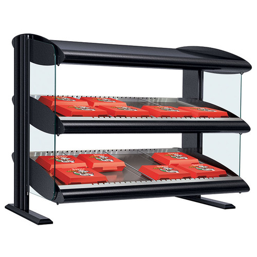 Hatco HXMS-48D 51.9"W Heated LED Slant Merchandiser, Countertop Display, 2 Shelves, 18 Rods, Thermostatic Control, 2900 Watts, Infrared Heat