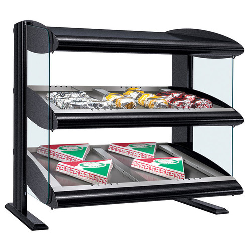 Hatco HZMS-30D 33.9"W Slant Heated Zone Merchandiser, Countertop Display, 2 Shelves, 8 Heating Zones, 8 Rods, 2700 Watts, LED Lighting, Thermostatic Control, Infrared Heat