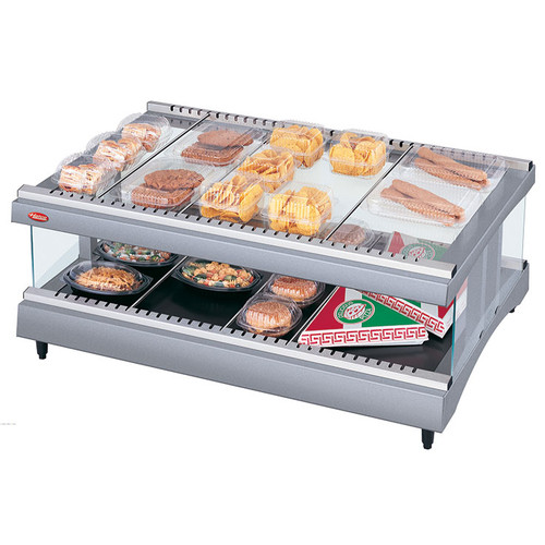 Hatco GR3SDH-27 27.18"W Glo-Ray® Horizontal Heated Glass Merchandising Warmer, Countertop Display, 1 Shelf, 10 Rods, 997 Watts, LED Lighting, Thermostat, Heated Glass Shelf