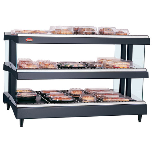 Hatco GR3SDH-33D 33.18"W Glo-Ray® Horizontal Heated Glass Merchandising Warmer, Countertop Display, 2 Shelves, 18 Rods, 2227 Watts, LED Lighting, Thermostat, Heated Glass Shelves