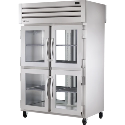 True STG2RPT-4HG-2G-HC 52 5/8"W SPEC SERIES Pass-Thru Refrigerator, (4) Glass Half Front Doors, (2) Glass Rear Swing Doors, (2) Sections, Top Mount, 1/2 HP, 56 cu. ft.