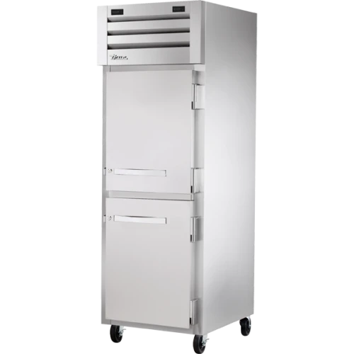 True STR1DT-2HS-HC 27 1/2"W SPEC SERIES Reach-In Dual Temperature Refrigerator/Freezer, (2) Solid Half Swing Doors, (1) Section, Top Mount, 1/10 HP Refrigerator & 1/4 HP Freezer, 16.8 cu. ft.