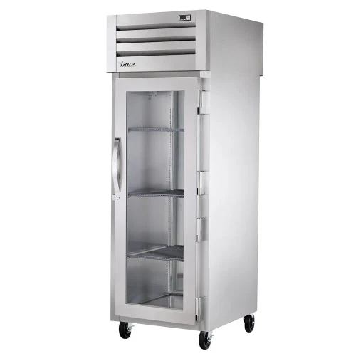 True STR1RPT-1G-1S-HC 27 1/2"W SPEC SERIES Pass-Thru Refrigerator, Glass Front/Solid Rear Swing Doors, (1) Section, Top Mount, 1/4 HP, 25.3 cu. ft.