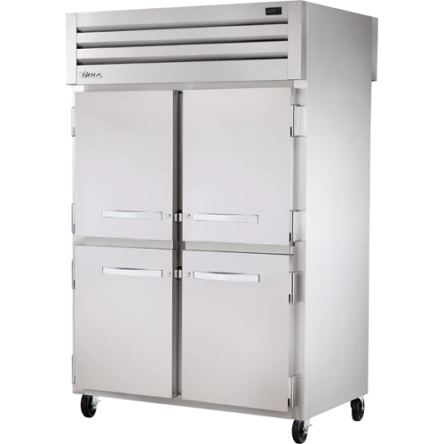 True STR2RPT-4HS-2S-HC 52 5/8"W SPEC SERIES Pass-Thru Refrigerator, (4) Solid Half-Height Front and (2) Solid Full-Height Rear Swing Doors, (2) Sections, Top Mount, 1/2 HP, 50.4 cu. ft.