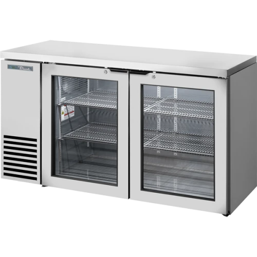 True TBB24-60-2G-Z1-SFT-S-1 60 1/8"W Single Zone Back Bar Cooler, (2) Glass Swing Doors, Stainless Steel Exterior and Finished Top, 1/4 HP, 16.4 cu. ft.