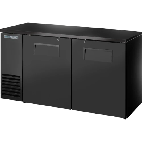 True TBB24-60-2S-Z1-BST-B-1 60 1/8"W Single Zone Back Bar Cooler, (2) Solid Swing Doors, Black Exterior and Black Sub Top, 1/4 HP, 16.22 cu. ft.