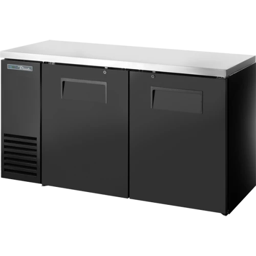 True TBB24-60-2S-Z1-SFT-B-1 60 1/8"W Single Zone Back Bar Cooler, (2) Solid Swing Doors, Black Exterior and Stainless Steel Finished Top, 1/4 HP, 16.01 cu. ft.