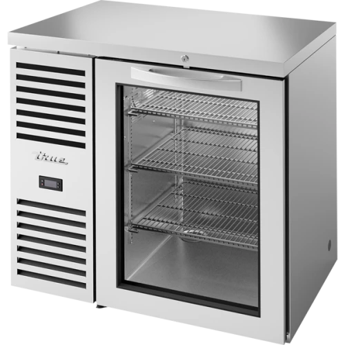 True TBR36-RISZ1-L-S-G-1 36"W Stainless Steel Single-Zone Reach-In Back Bar Refrigerator, (1) Glass Swing Door, (1) Section, Left Side Mount, 1/5 HP, 7.4 cu. ft.