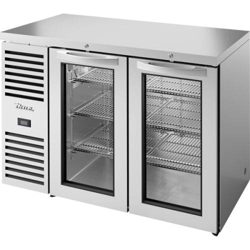 True TBR48-RISZ1-L-S-GG-1 Stainless Steel Single-Zone Reach-In Back Bar Refrigerator, Glass Swing Doors, Left Side Mount, 1/5 HP, 11.7 cu. ft.