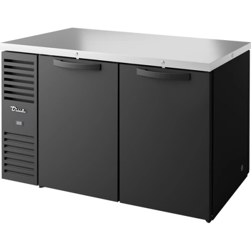 True TBR60-PTSZ1-L-B-SS-SS-1 60"W Black Single-Zone Pass-Thru Back Bar Refrigerator, (2) Solid Front and (2) Solid Rear Swing Doors, (2) Sections, Left Side Mount, 1/4 HP, 16 cu. ft.