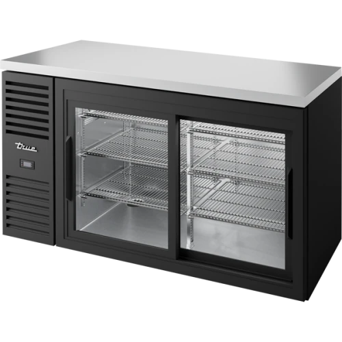 True TBR60-RISZ1-L-B-11-1 60"W Black Single-Zone Reach-In Back Bar Refrigerator, (2) Glass Sliding Doors, (2) Sections, Left Side Mount, 1/4 HP, 16 cu. ft.