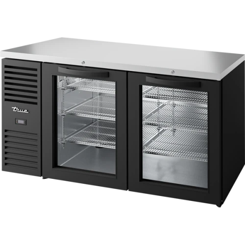 True TBR60-RISZ1-L-B-GG-1 60"W Black Single-Zone Reach-In Back Bar Refrigerator, (2) Glass Swing Doors, (2) Sections, Left Side Mount, 1/4 HP, 16 cu. ft.