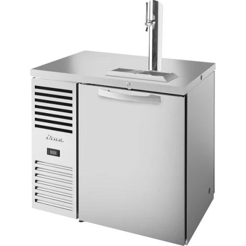 True TDR36-PTSZ1-L-S-S-S-1 36"W Stainless Steel Single-Zone Pass-Thru Draft Beer Dispenser, (1) Solid Front and (1) Solid Rear Swing Door, (1) Section, (1) Single-Faucet Draft Tower, Left Side Mount, 1/5 HP, 8.2 cu. ft.