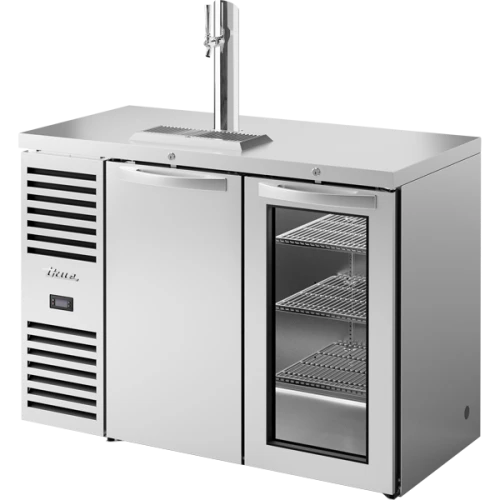True TDR48-RISZ1-L-S-SG-1 48"W Stainless Steel Single-Zone Reach-In Draft Beer Dispenser, (1) Solid and (1) Glass Swing Door, (2) Sections, (1) Single-Faucet Draft Tower, Left Side Mount, 1/5 HP, 11.7 cu. ft.