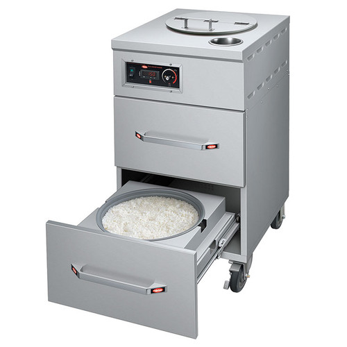 Hatco HRDW-2U-1 Heated Rice Drawer Warmer, 20.21"W, 2 Drawers, Heated Top Rice Serving Well, Stainless Steel Utensil Well with Utensil Pan, Adjustable Thermostat for Top Well, 120 Volts, 1150 Watts