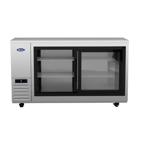 Atosa SBB69SGGRAUS1 69"W Back Bar Cooler w/ Sliding Glass Door Shallow Depth, (2) Doors (4) Shelves 18.6 Cu.Ft Capacity, Refrigerant R290