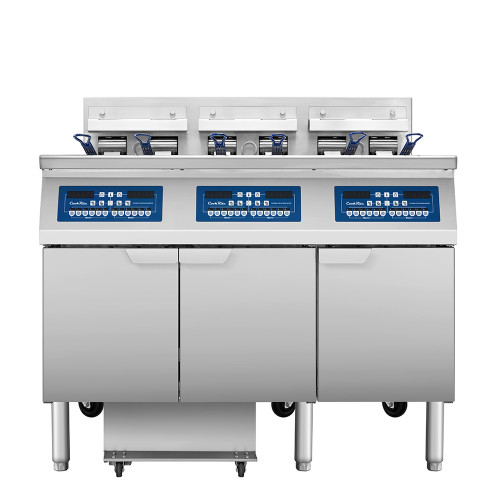 Atosa AEFF-50-3 51"W CookRite Open Fryer w/ Filtration System, Electric, Full Vat, (3) 50lb Oil Capacity Tank, (6) Fryer Basket, (3) 17 kW