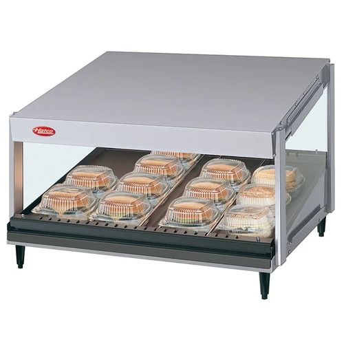 Hatco GRSDS-60 Glo-Ray® Slant Merchandising Warmer, 60"W × 24"D, Single Shelf, 5 Bulbs, 12 Divider Rods, 120 Volts, 1715 Watts