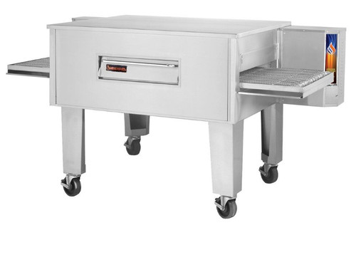 Sierra Range C3260G Single Stack Stainless Steel Gas Conveyor Pizza Ovens by MVP Group Corp | One (1) Deck Stackable Oven with 60 inch Wide Belt, Reversible Conveyor and 60" Long x 32" Deep Cooking Chamber 160000 BTU