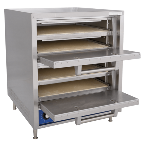 Bakers Pride P44S Hearthbake Series Two Baking Chamber with Four 20.75"W x 20.75"D x 3.25"H Deck Commercial Stainless Steel Electric Countertop Pizza Bake Ovens