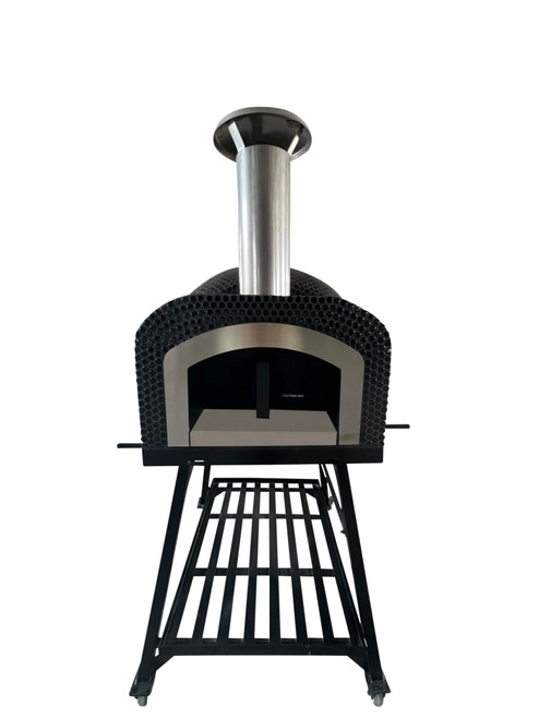 PizzaOvens.com OP80 Tiled Cement / Clay Wood Fired Pizza Ovens with black penny / circle mosaic tiles