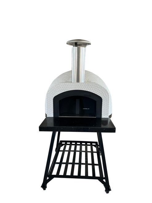 PizzaOvens.com OP81 Tiled Cement / Clay Wood Fired Pizza Ovens with white penny / circle tiles