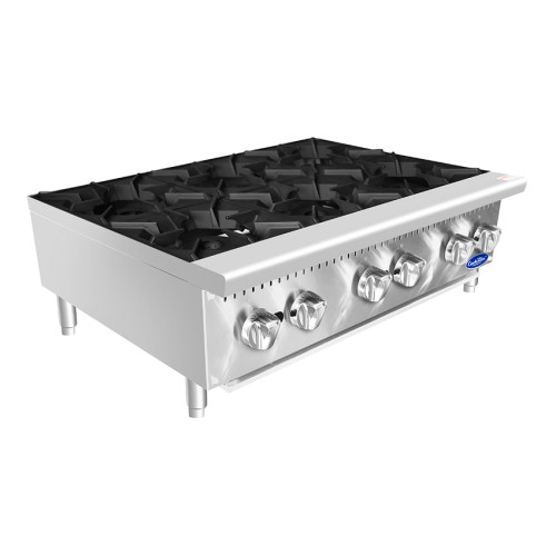 Atosa ACHP-6 36" Natural Gas/Liquid Propane 6 Burners Countertop CookRite Hotplate - 192,000 BTU